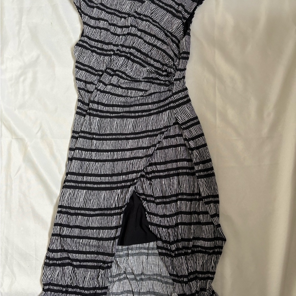 Elegant Black and White Striped Dress